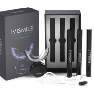 Set pentru albirea dintilor, IVISMILE Premium, Aparat cu LED, Stilouri cu gel pentru albire, Gutiera