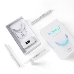 Set pentru Albirea Dinților IVISMILE® Wireless PRO, Aparat LED Wireless cu 32 LED-uri, 3 Creioane cu Gel pentru Albire, Alb