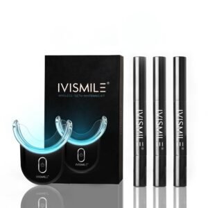 Set pentru Albirea Dinților IVISMILE® Wireless PRO, Aparat LED Wireless cu 32 LED-uri, 3 Creioane cu Gel pentru Albire, Negru